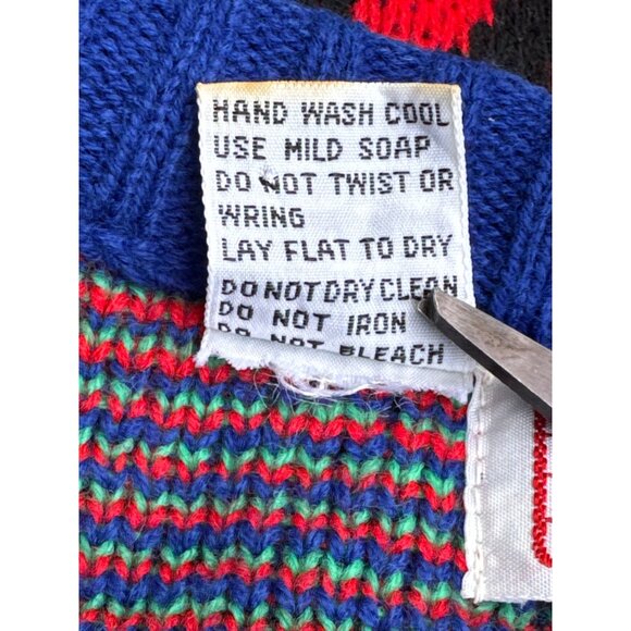 Vintage Heidi V-Neck Knit Sweater Floral & Geometric Patterns Korea M Acrylic - Picture 7 of 7